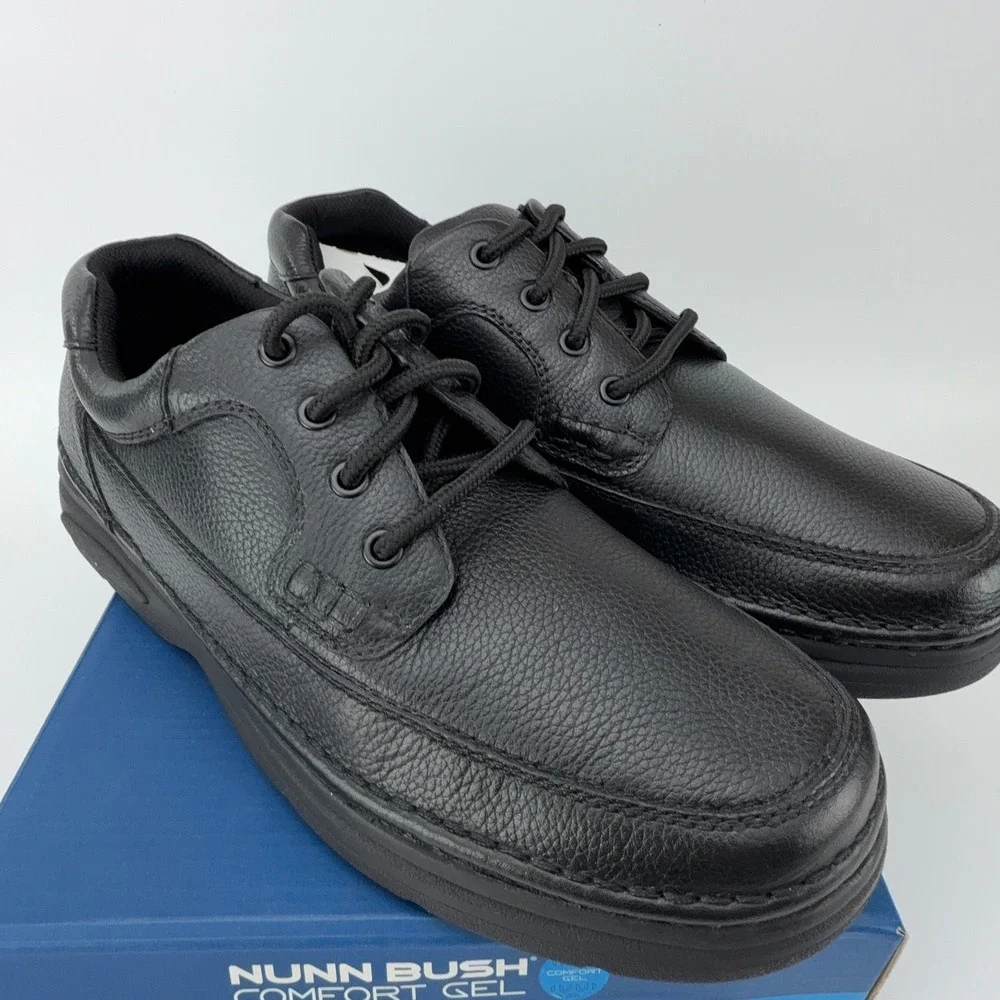 Nunn Bush Cameron Black Tumble Leather Comfort Gel Oxford Shoes Mens 11.5M NIB‎